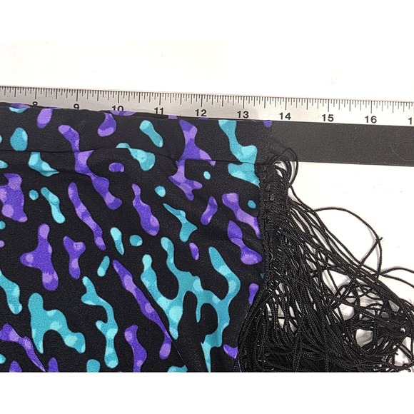 Fringe Leggings Printed Purple Turquoise Black Athleisure 80's Spandex - Picture 4 of 5